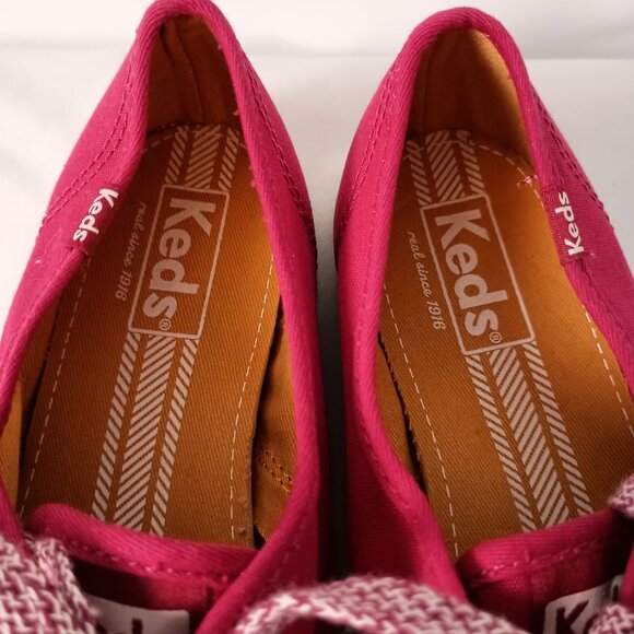 Keds Champion Canvas Sneakers Womens 7 Red Lace Up Casual Shoes - Picture 3 of 10